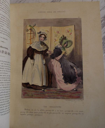 1844 Paris Comique 1St Edition Aubert Hand-Colored Lithographs Vellum Binding