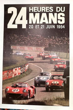 24 Hours Of Lemans 1964 Vintage Race Poster On Linen Excellent Original Printing