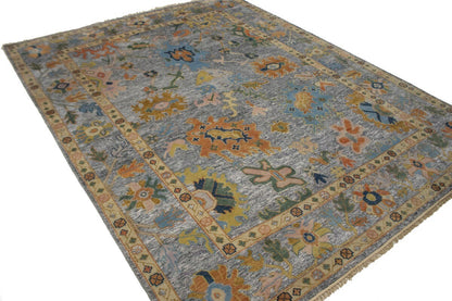 Handmade Oushak Floral Style Rug Colorfast Wool
