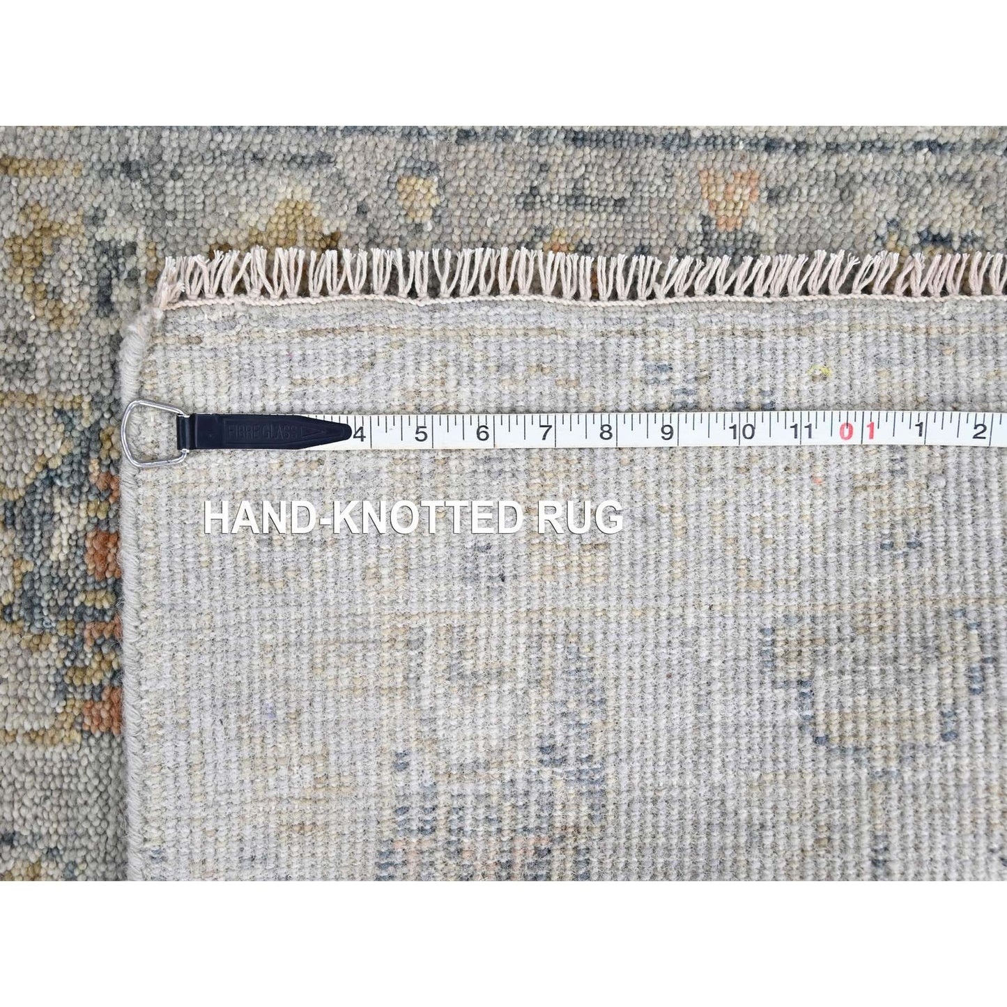 2'3"X11'2" Gray Oushak Design Soft Velvety Wool Hand Knotted Runner Rug