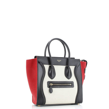 Celine Tricolor Luggage Bag Canvas And Leather Micro