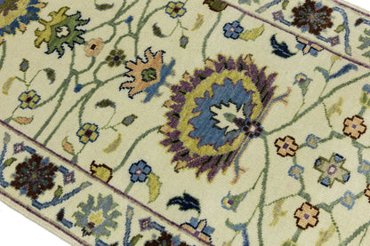 Cream Osh Chobi Peshawar Wool Runner Rug Floral