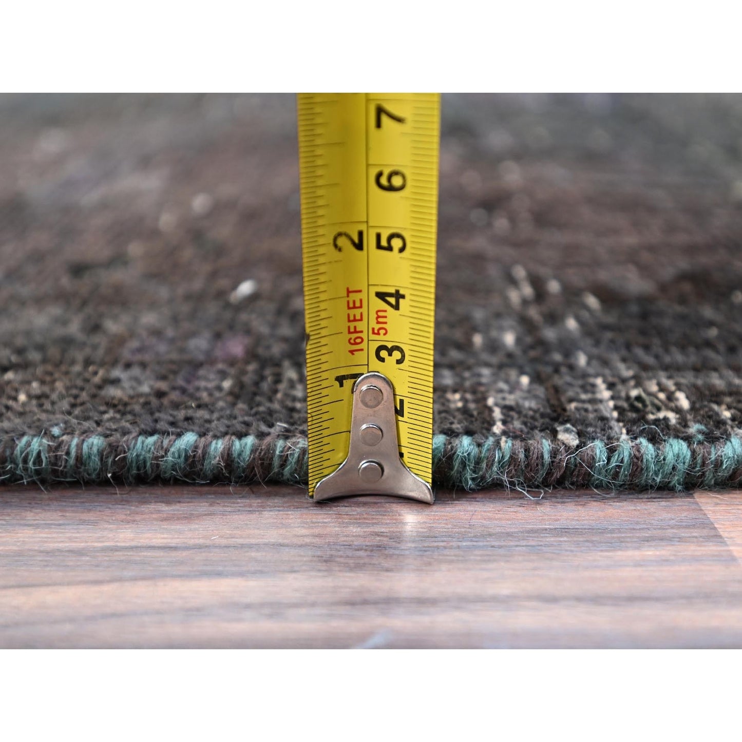 3'2"X12' Black Hand Knotted Vintage Khamadan Wide And Long Runner Rug