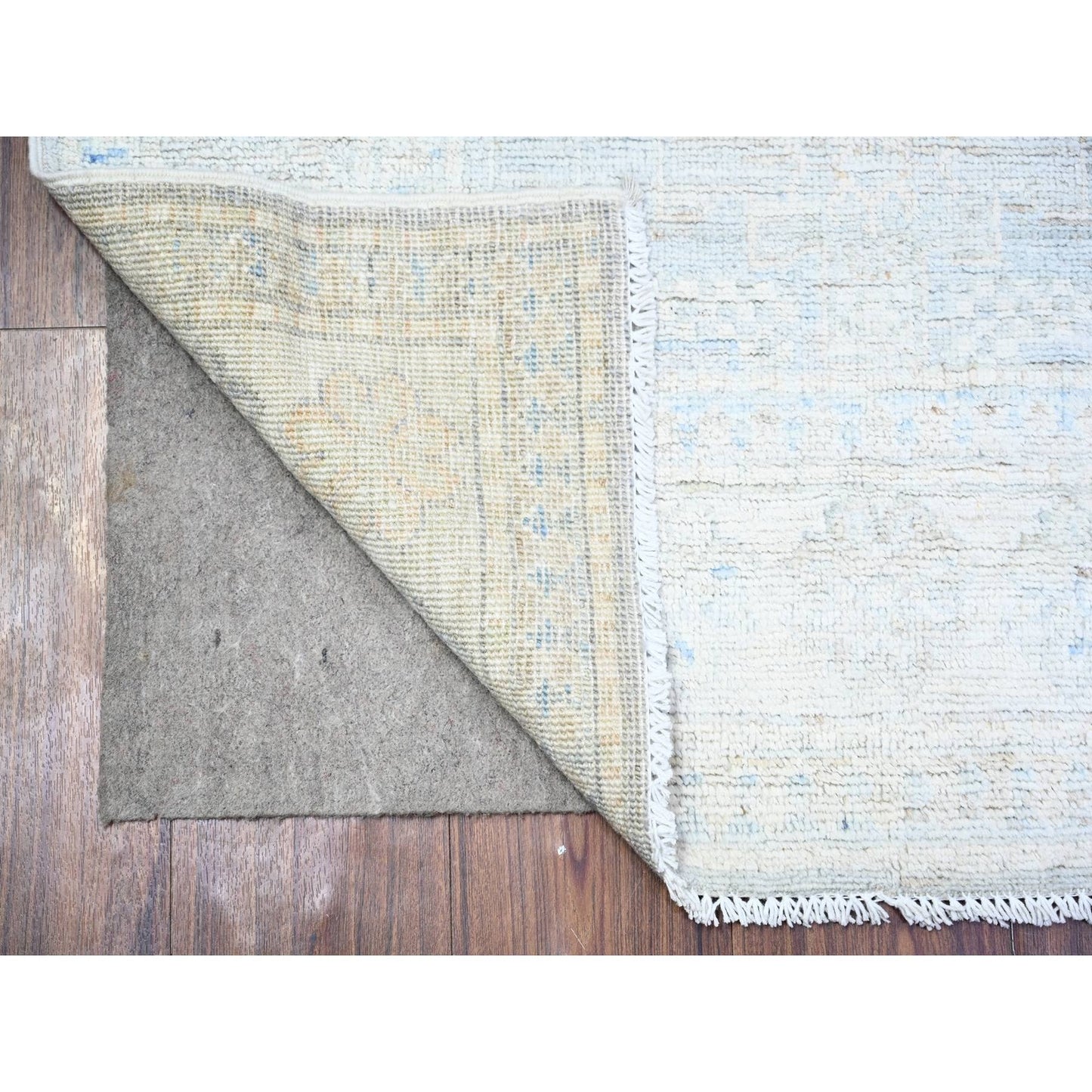 3'1"X10' Spanish Gray Washed Out Peshawar Wool Hand Knotted Runner Rug