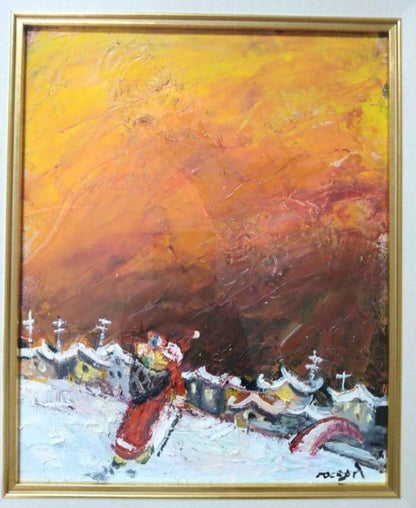 Guy Rocagel Original Oil Painting French Christmas Noel Village Signed