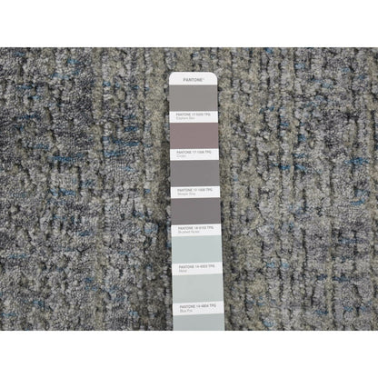 2'5"X10'8" Gray Fine Jacquard Hand Loomed Modern Runner Wool Art Silk Rug