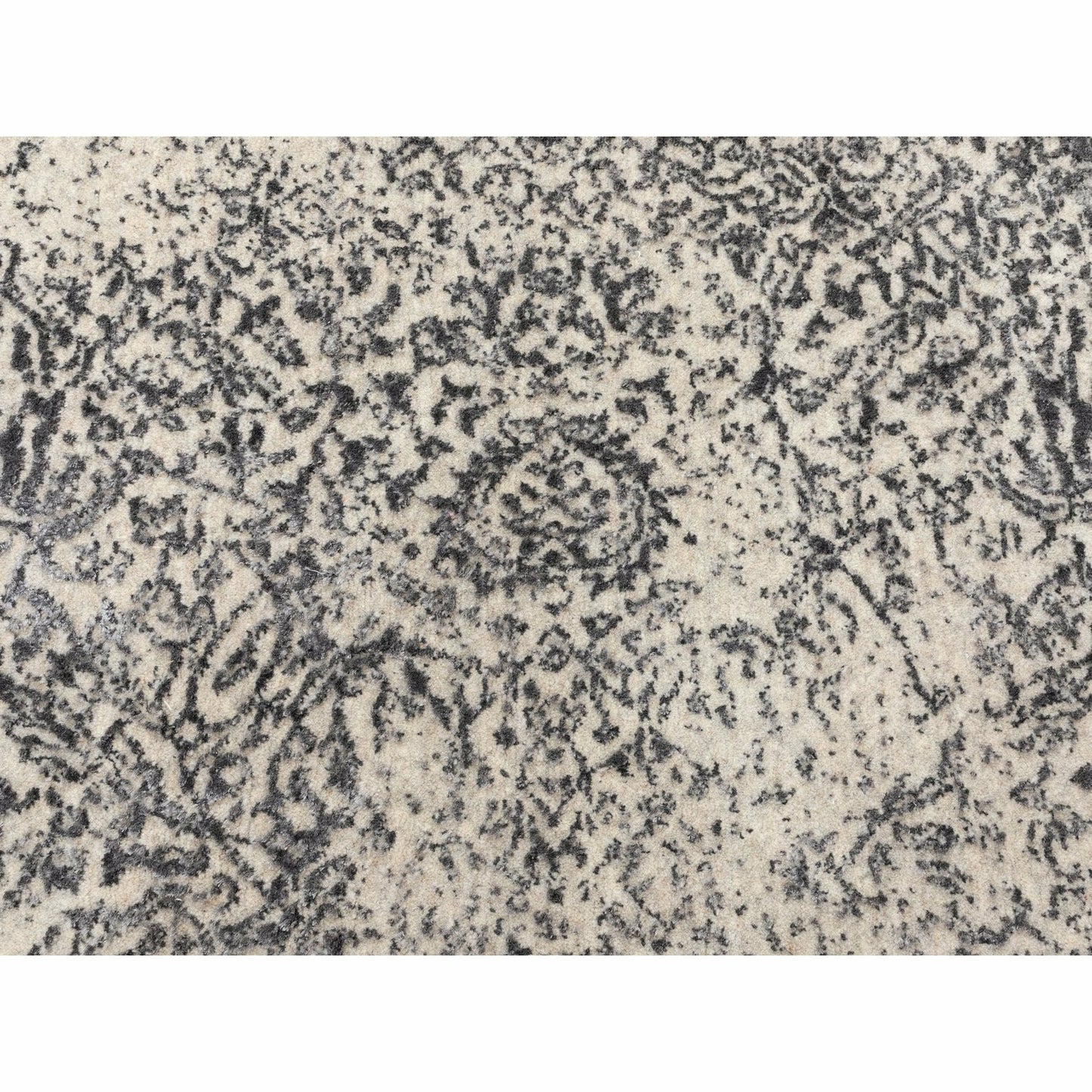 5'10"X5'10" Round Fine Jacquard Hand Loomed Erased Design Wool & Silk Rug