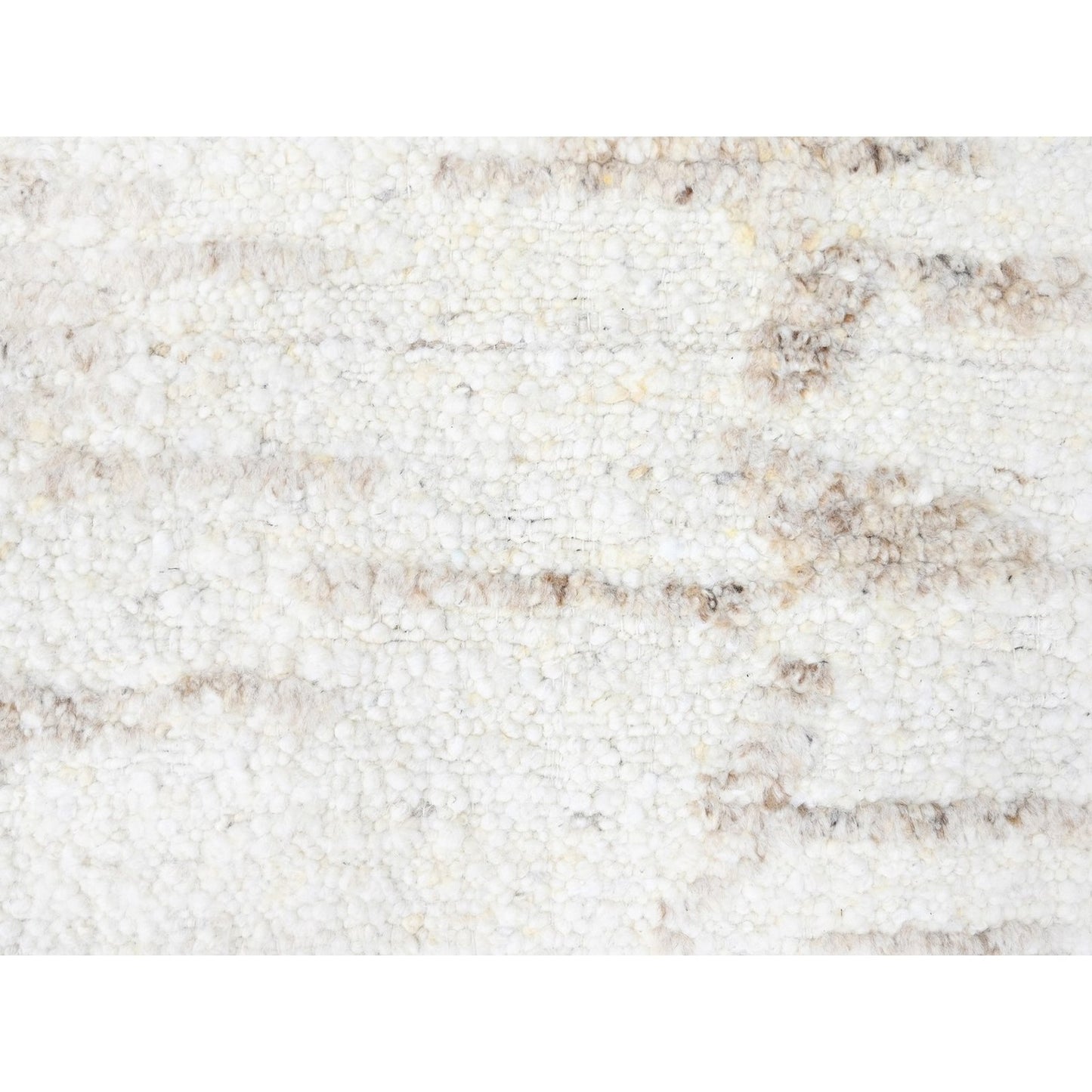 9'3"X12'2" Bone White Minimalist Swedish Design Hand Knotted Wool Rug