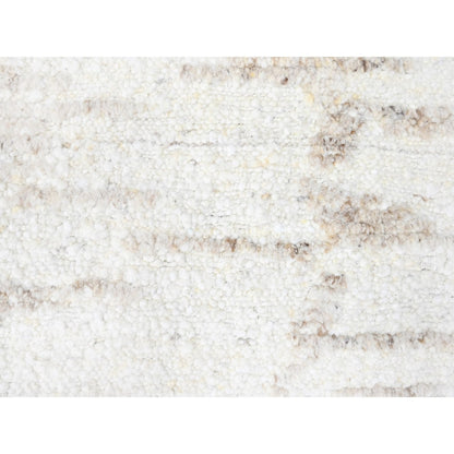 9'3"X12'2" Bone White Minimalist Swedish Design Hand Knotted Wool Rug