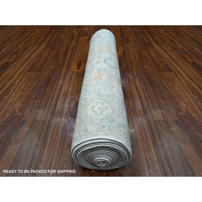 3'1"X19'10" Gainsboro Gray Angora Oushak Oversized Oriental Runner Rug