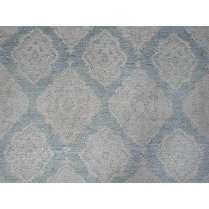 8'X10'4" Laurel Green Hand Knotted Fine Aryana Peshawar Wool Oriental Rug