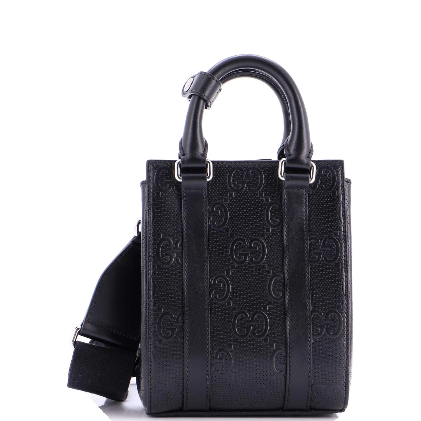 Gucci Vertical Tote Gg Embossed Perforated Leather Mini
