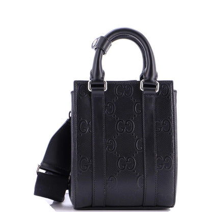 Gucci Vertical Tote Gg Embossed Perforated Leather Mini