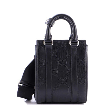 Gucci Vertical Tote Gg Embossed Perforated Leather Mini