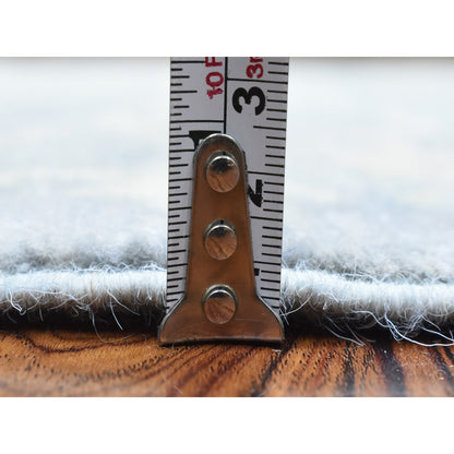 2'8"X7'7" Light Gray, Fine Peshawar, Soft Wool Hand Knotted, Runner Rug