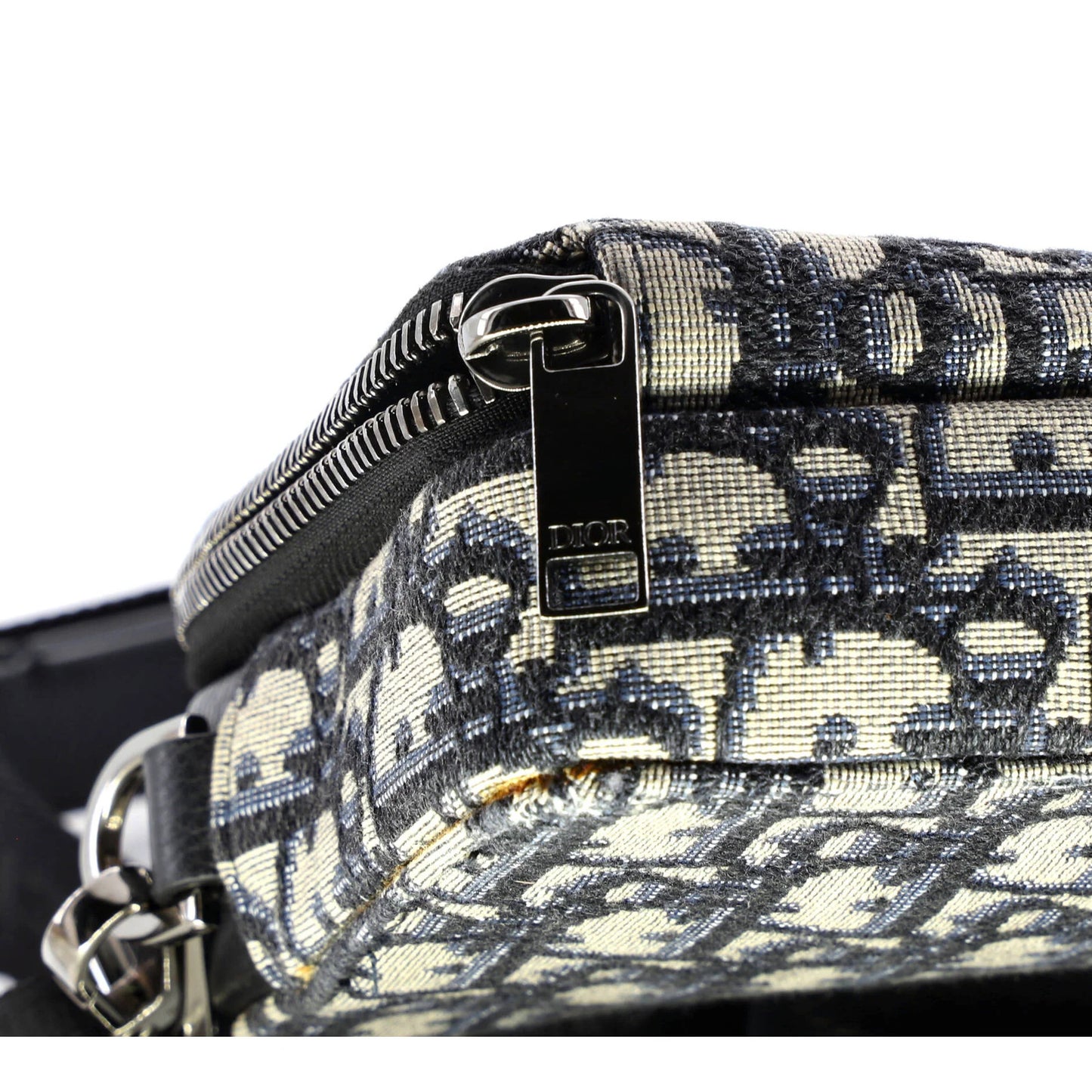 Canvas Christian Dior Double Zip Crossbody Pouch Oblique