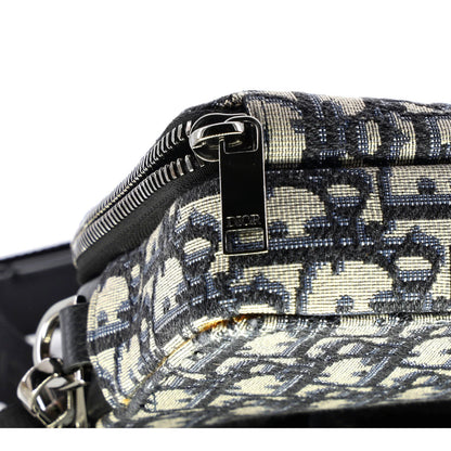 Canvas Christian Dior Double Zip Crossbody Pouch Oblique