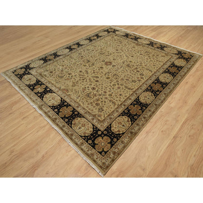 8'X10' Brown Kishoon Design New Zealand Wool With Silk Hand Knotted Rug