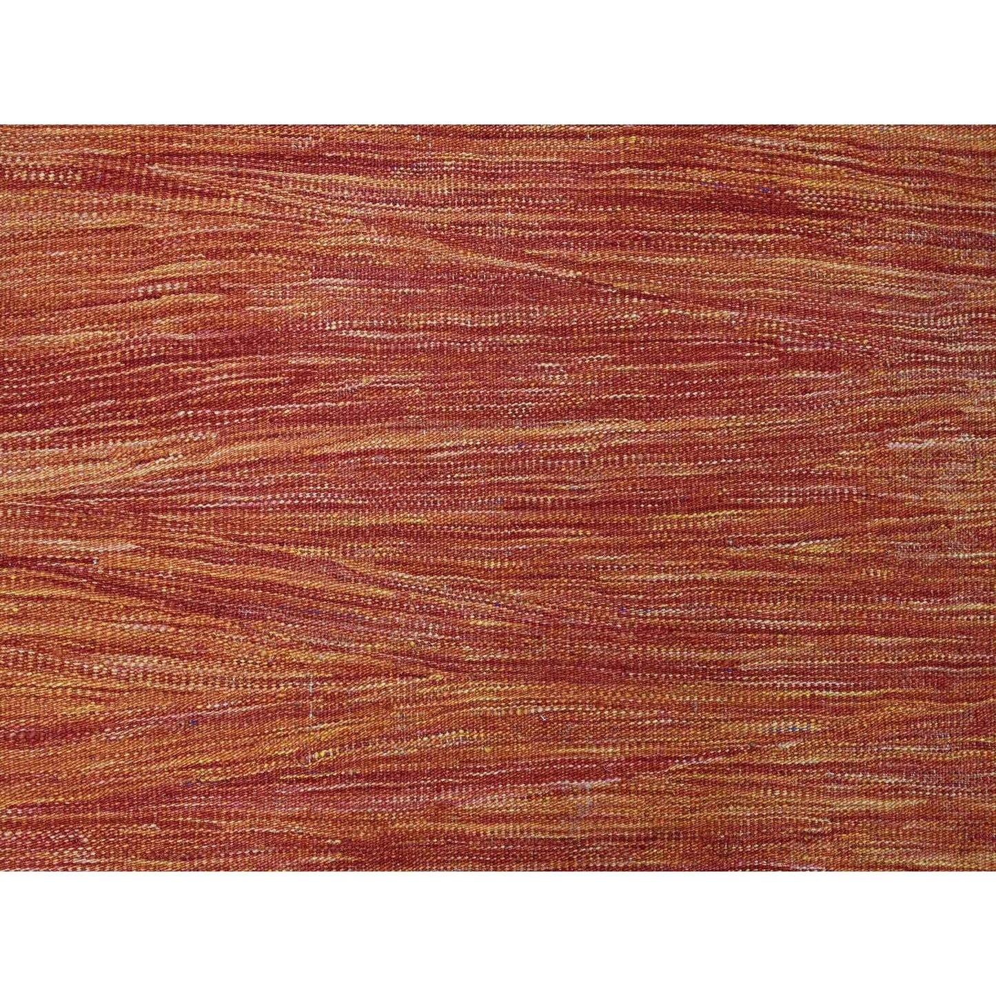 9'X12' Amber Orange Solid Design Hand Woven Afghan Hand Spun Wool Rug