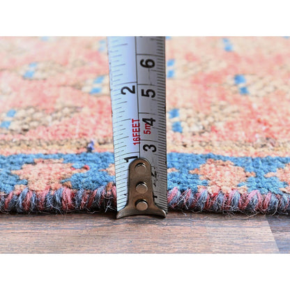 2'3"X9' Blush Red Vintage Zoroastrian Tebraz Hand Knotted Wool Runner Rug