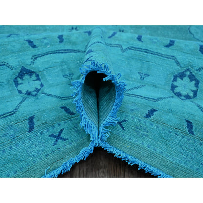 8'9"X11'7" Teal Overdyed Kazak All Over Design Hand Knotted 100% Wool Rug