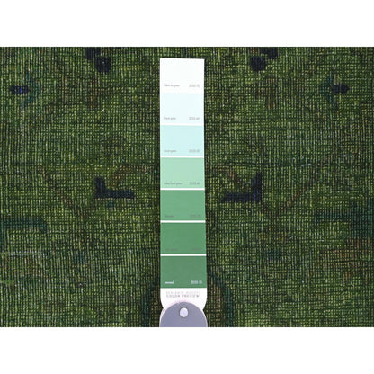7'9"X9'8" Hunter Green Overdyed Heris Design Hand Knotted 100% Wool Rug