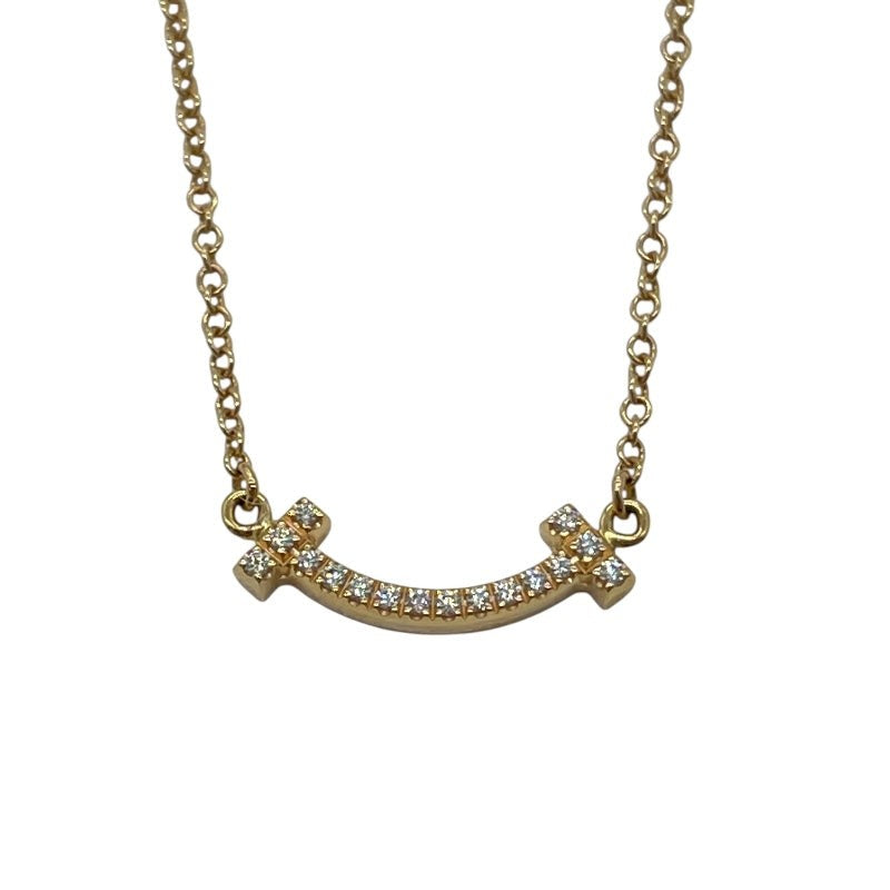 Tiffany & Co. T Smile Mini Diamond Necklace K18Pg