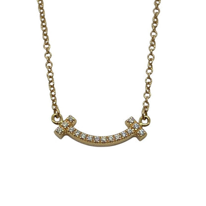 Tiffany & Co. T Smile Mini Diamond Necklace K18Pg