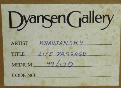 Mikulas Kravjansky Life Passage 1990 Hand-Signed Etching Lithograph Framed