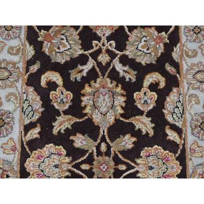 2'7"X15'9" Brown Rajasthan Wool And Silk Xl Runner Hand Knotted Rug