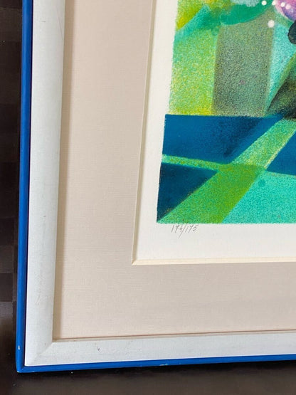 Framed Camille Hilaire Original Lithograph Still Life with Flowers Hand-Signed