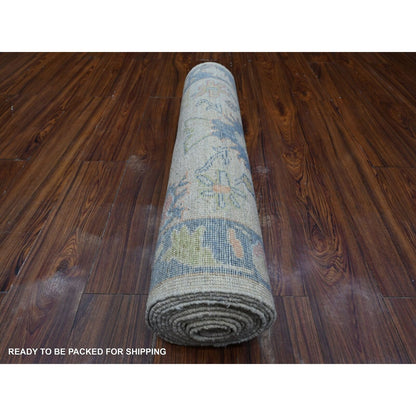 2'10"X15'10" Gray Afghan Angora Oushak Oversized Runner Oriental Rug