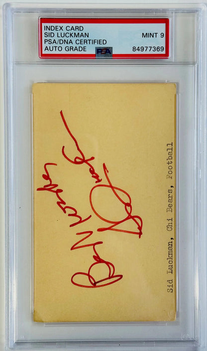 Luckman Sid Autographed Card Index PSA MINT 9