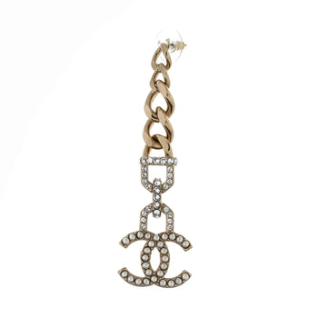 Chanel Cc Vendome Dangle Earrings Metal With Crystals And Faux Pearls
