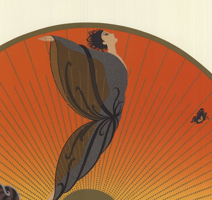 Erte Sunrise " Poster Art Deco Multicolor Orange Yellow Gray