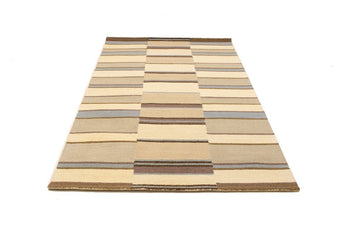 Hand-Tufted Multicolored Stripes Rug Modern Wool