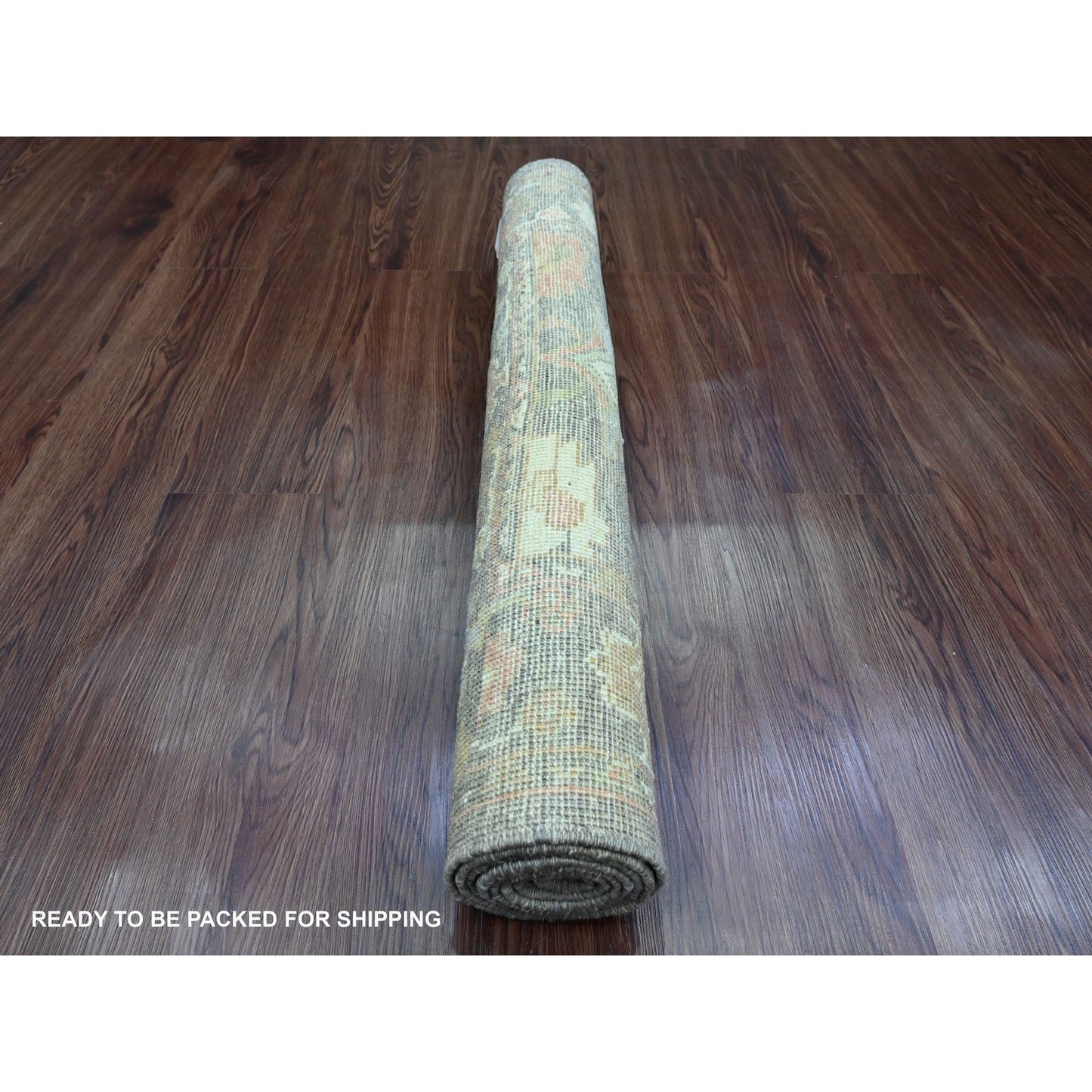 3'1"X5'10" Brown Angora Oushak Leaf Design Hand Knotted Wool Runner Rug