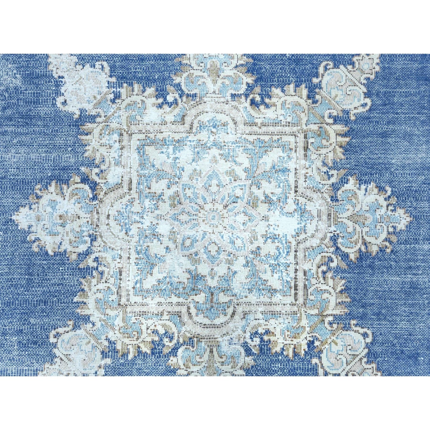 8'9"X12' Blue Wool Hand Knotted Shabby Chic Distressed Old Farsian Rug