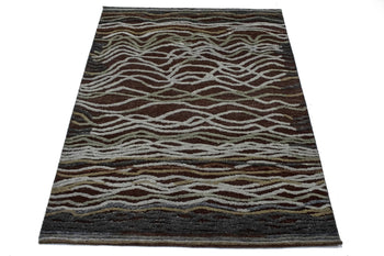 Handmade Modern Waves Area Rug High-Low Relief