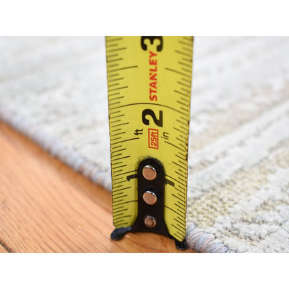 2'X3' Beige Silk With Textured Wool Modern Design Hand Knotted Mat Rug