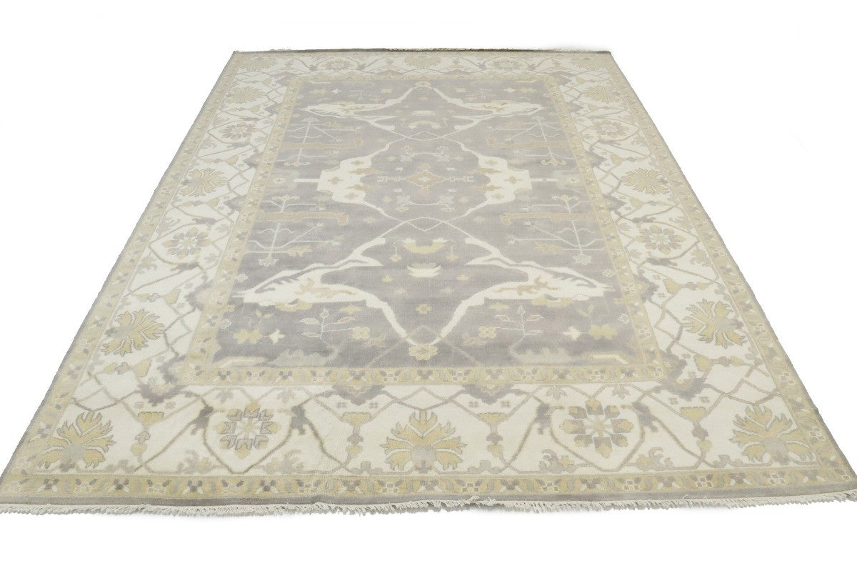 ft Handmade Pastel Brown Floral Oushak Oriental Rug Muted Wool Carpet 10X14