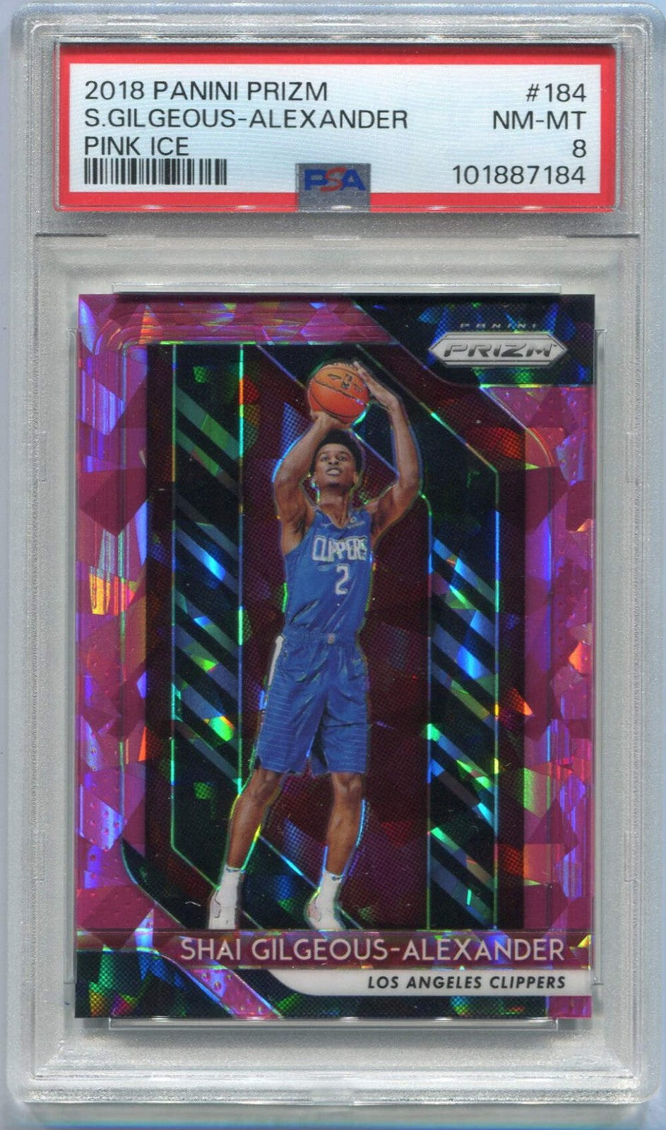 Shai Gilgeous-Alexander 2018 - 2019 Panini Pink Cracked Prizm Rc #184 Psa Graded