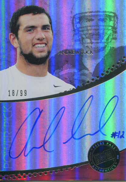 Andrew Luck Autographed 2012 Press Pass Rookie Card