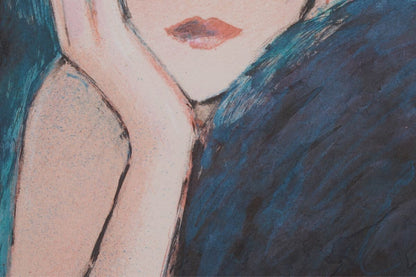 Jean-Pierre Cassigneul Lithograph Print "Veil Woman" Framed