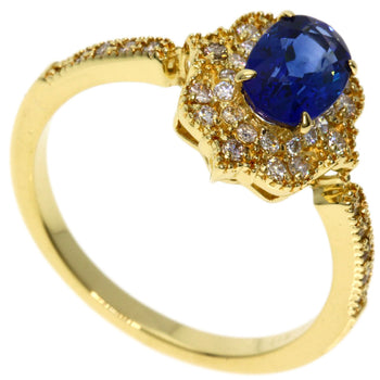 1.13ct Sapphire Diamond Ring K18 Yellow Gold  3g