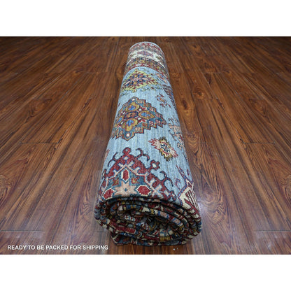 9'X12'6" Gray Afghan Super Kazak Hand Knotted 100% Wool Oriental Rug