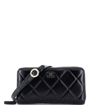 Chanel Zip Around Waist Belt Bag Quilted Shiny Lambskin
