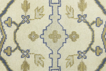 Handmade Oushak Oriental Rug Wool Carpet Floral
