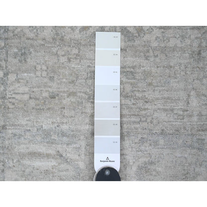 2'4"X29'3" White Heris All Over Design Pure Wool Hand Knotted Runner Rug