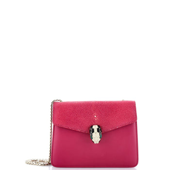 Bvlgari Serpenti Forever Square Shoulder Bag Leather And Stingray Small